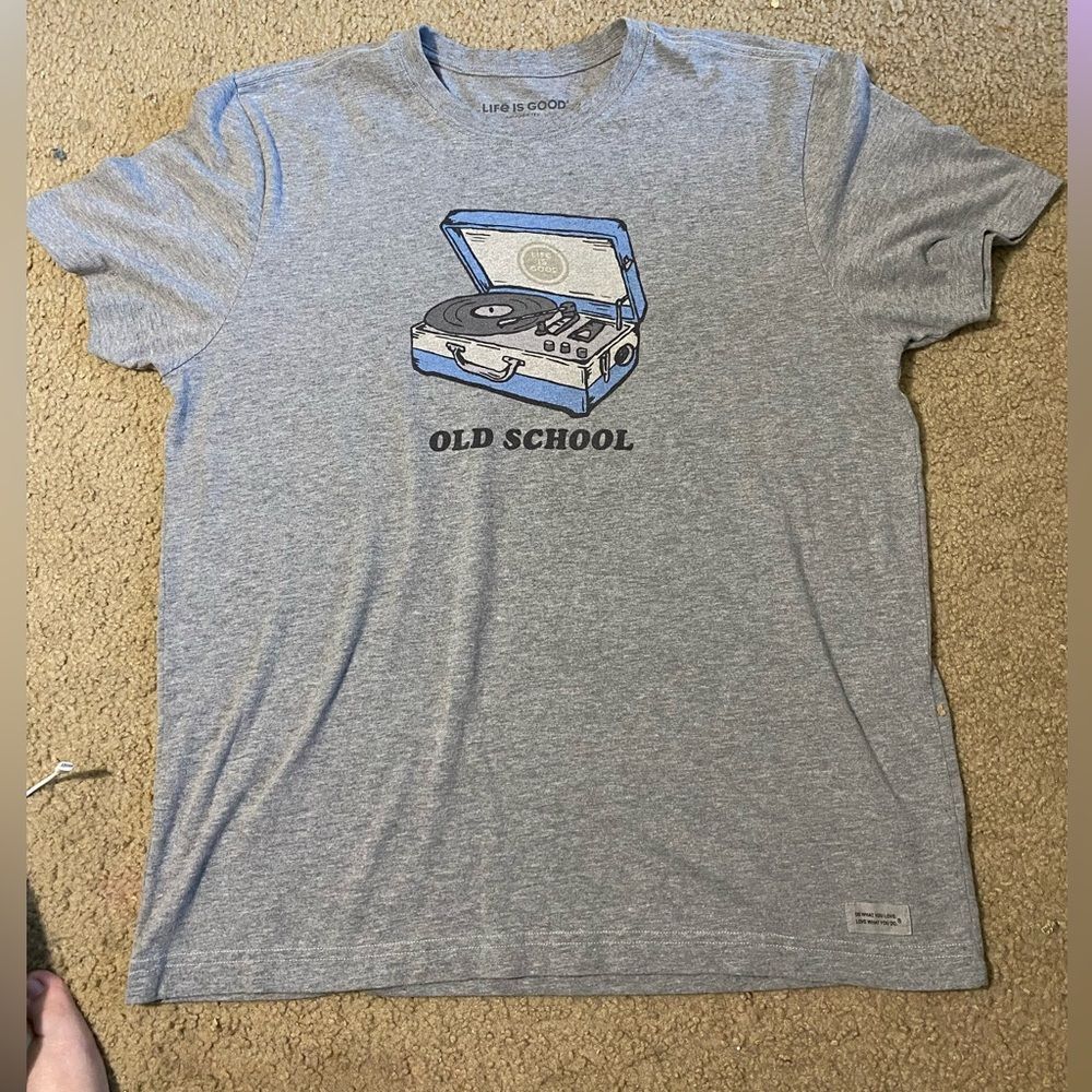 Life is Good Old School Record Player Tshirt - Picture 3 of 5